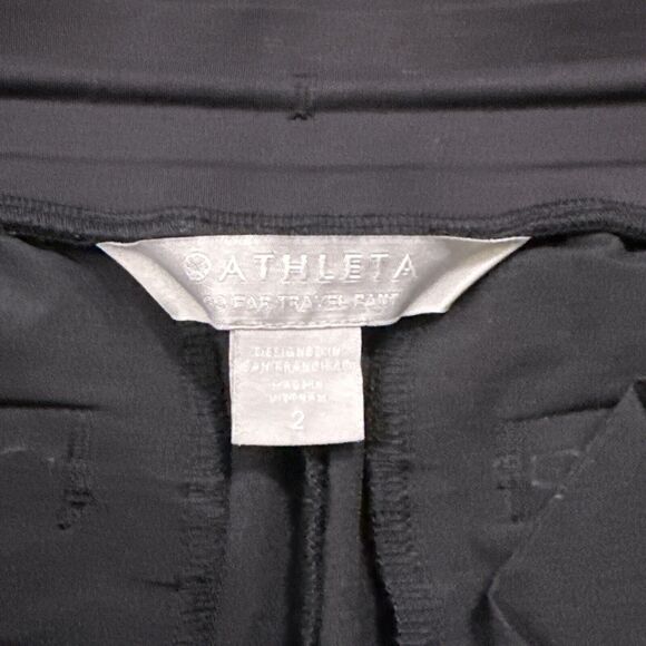 Athleta Go Far Travel Pant Size 2 Black Pull On Jogger Pleated Zip Pockets Cargo - Picture 3 of 10